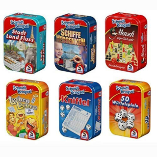 Schmidt Mitbringsel Mini-Spiele in Metallbox 6-fach
