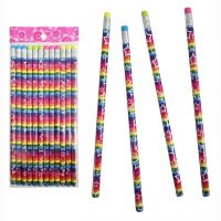 Bleistift Regenbogen mit Sternen mit farbigem Radiergummi