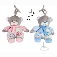 Music box bear 2-coloured assorted approx. 24cm