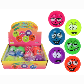 flashing ball with crazy face, 6 assorted