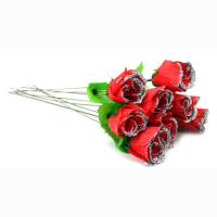 Rose rot mit Silberglitzer - ca 46cm