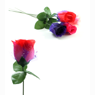 Rosebud with dotted tulle 4-assorted - approx. 45cm