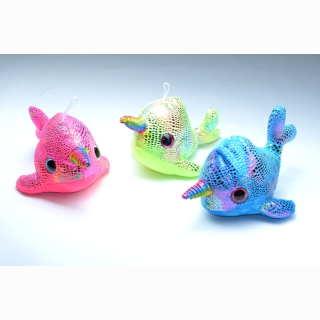 Plush Narwhal glitter eyes 3-assorted approx. 36cm