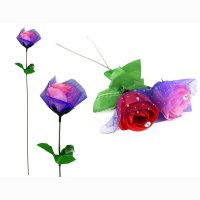 Rose mit T&uuml;ll und Glitzerstein 2-fach sortiert  - ca...