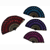 F&auml;cher 4-fach sort - mit Pailletten u Stickerei - ca...