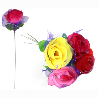 Rose mit pinkem Glitzer 4-farbig sortiert - ca 25 cm