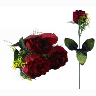 rose dark red  and green ornaments approx 46 cm