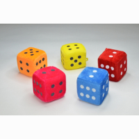 Pl&uuml;sch W&uuml;rfel 6-fach sortiert, 7 cm