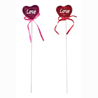 Glitzerherz 4 cm love am Stab 2 fach sortiert