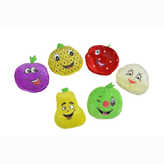 Plush fruits, 6 assorted, 9 cm