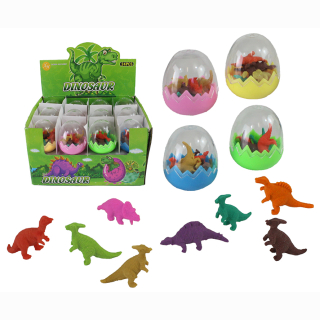 Radiergummi  Dinosaurier  in Ei- 4-fach sortiert ca 4,5cm