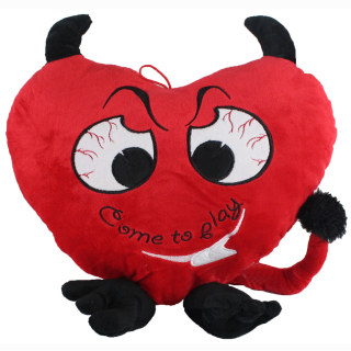 Plush heart as a devil, with stick Come to Play 36 cm