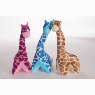 Pl&uuml;sch Giraffe stehend, lila, braun, blau, Velvet, 3-fach sortiert, 24 cm