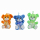 Plush mouse, sitting, green, orange and blue, 3 assorted, 18 cm