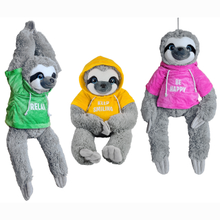 Faultier mit Pullover 3-farbig sortiert - ca 40/70 cm