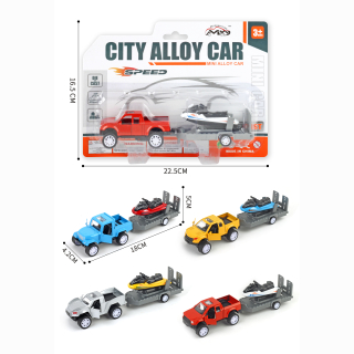 Auto mit Anh&auml;nger und Boot  4 Farben sortiert ca 18cm