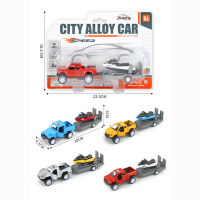 Auto mit Anh&auml;nger und Boot  4 Farben sortiert ca 18cm