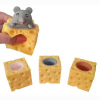 Maus Quetschmaus in K&auml;se 3-farbig sortiert ca 5x5x5cm