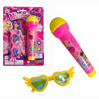 Superstar-Set Mikrofon und Brille auf Karte