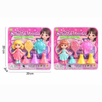 Puppe mit Kunststoffmode 2-fach auf Karte ca 20x18cm