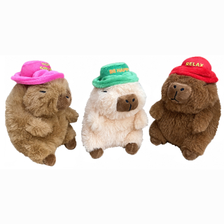 Capybara 3-fach sortiert mit Hut  ca 17 cm