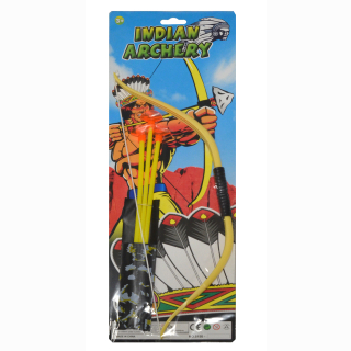 Bow and arrow, with 3 arrows, on card, 45 x 16 cm