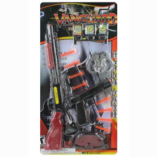 Polizei Set mit Gewehr, Pfeilpistole und Zubeh&ouml;r, auf Karte, 68 x 36 cm