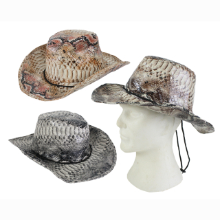Cowboyhut Schlangenlederlook, 3-fach sortiert, &Oslash; 20 cm, (Sonderangebot/Restposten)