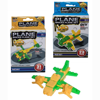 Bausteine Bausteine Flugzeuge zum Zusammenbauen, 2-fach sortiert, im Box, 12 x 9 cm