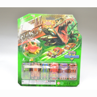 Car set, dinostyle, 4 dinos and 6 cars, die cast, on...