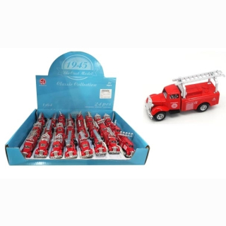 Rescue car, metal / plastic, free wheel, 4 assorted, 24 pieces in display, 9 cm