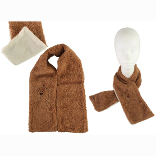 Plush scarf, with bear embroidery, 90 cm