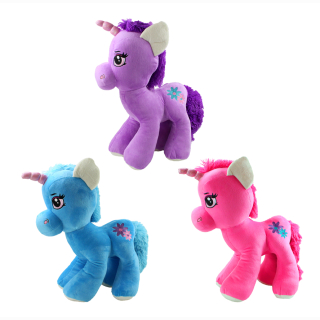 Plush unicorn standing 3 colors assorted approx 42 cm