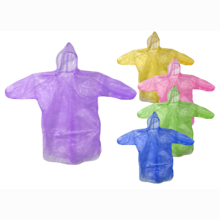Regenponcho Kinder f&uuml;r Kinder zum &Uuml;berwerfen mit Kapuze, 3-fach sortiert, im Beutel