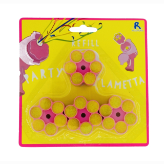 Refill cartridge for air popper party gun, pink, streamer, 4 pieces for 24 shots, on card, 14,5 x 14,5 cm