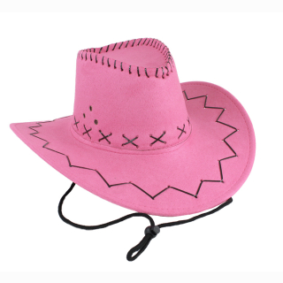 Cowboyhut rosa Velourlederoptik