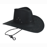 Cowboyhut schwarz Velourlederoptik